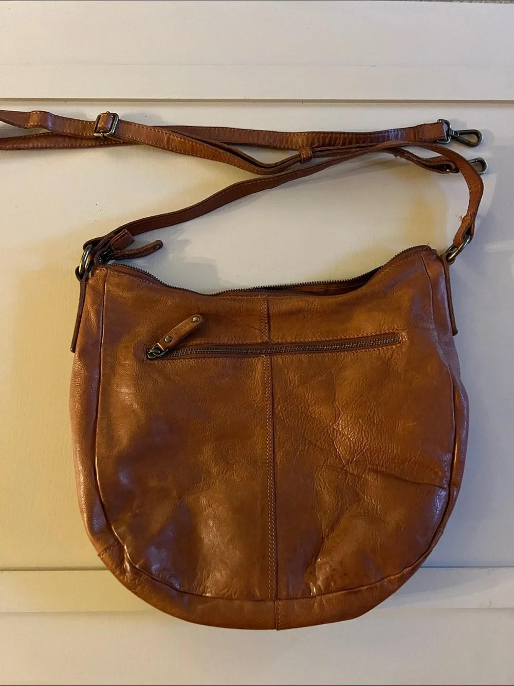 Genuine Leather Women's Hobo Bag in Cognac Brown